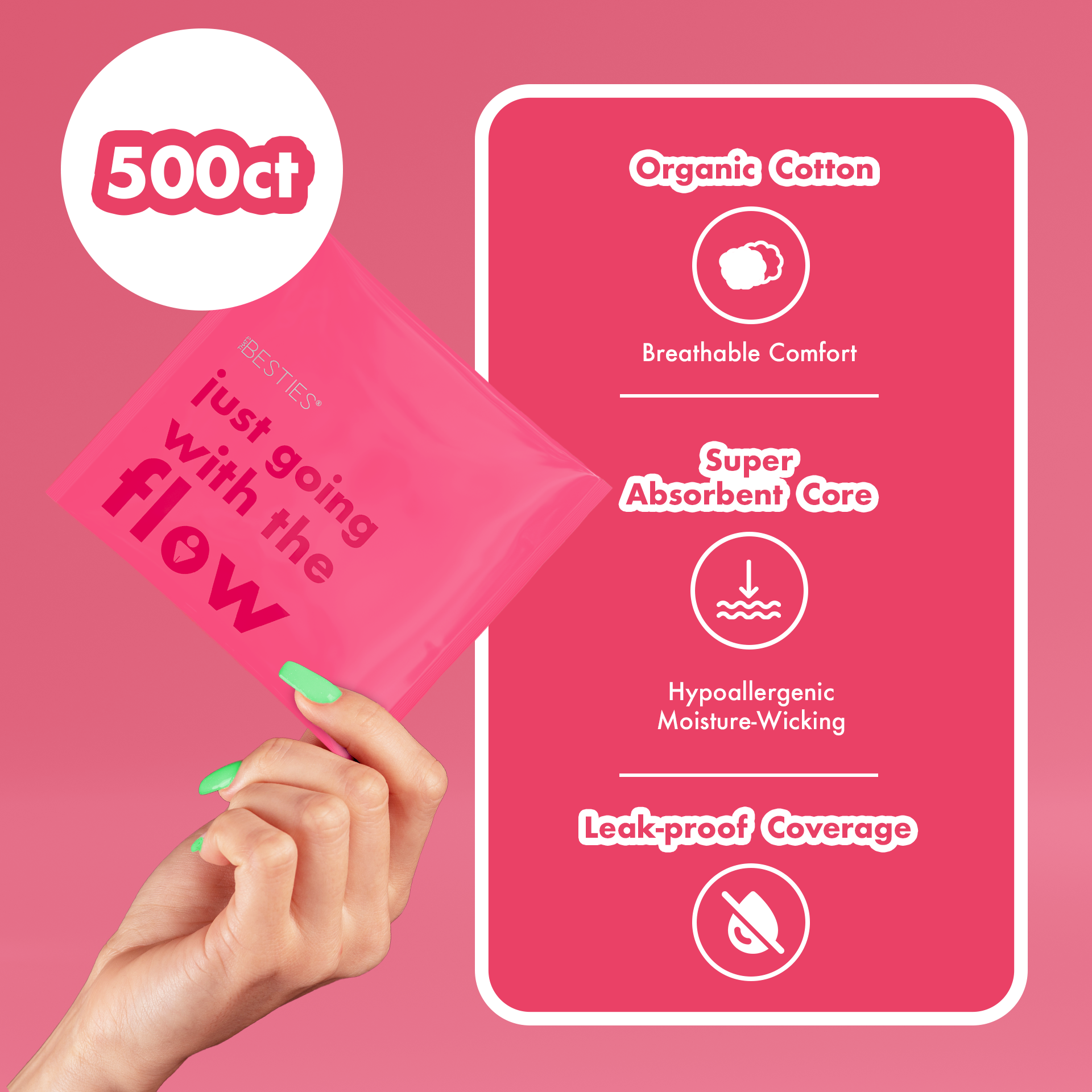 500 Leak-Proof Organic Pads